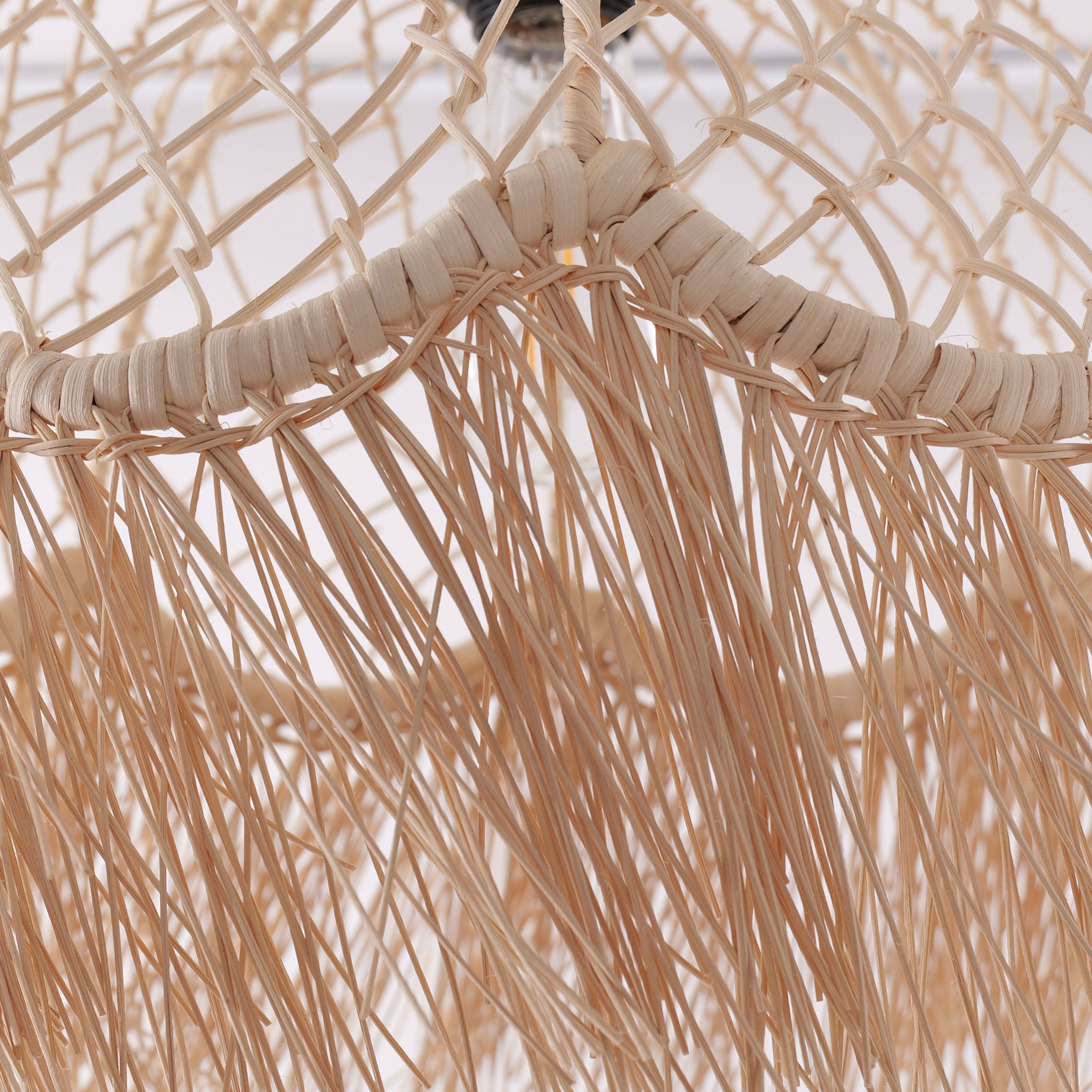 Lightsin Bohemian Woven Rattan Dome Pendant Light for Cozy Interiors