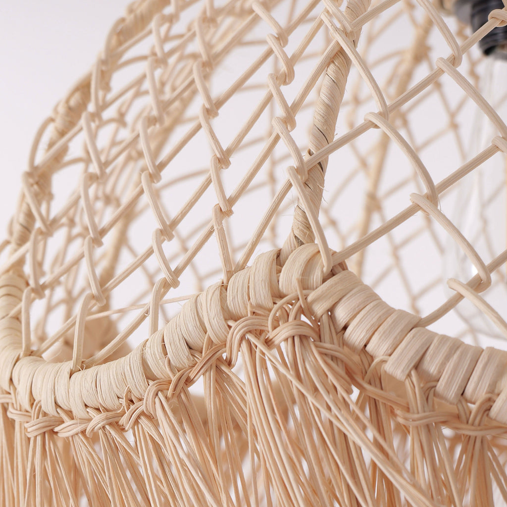 Lightsin Bohemian Woven Rattan Dome Pendant Light for Cozy Interiors