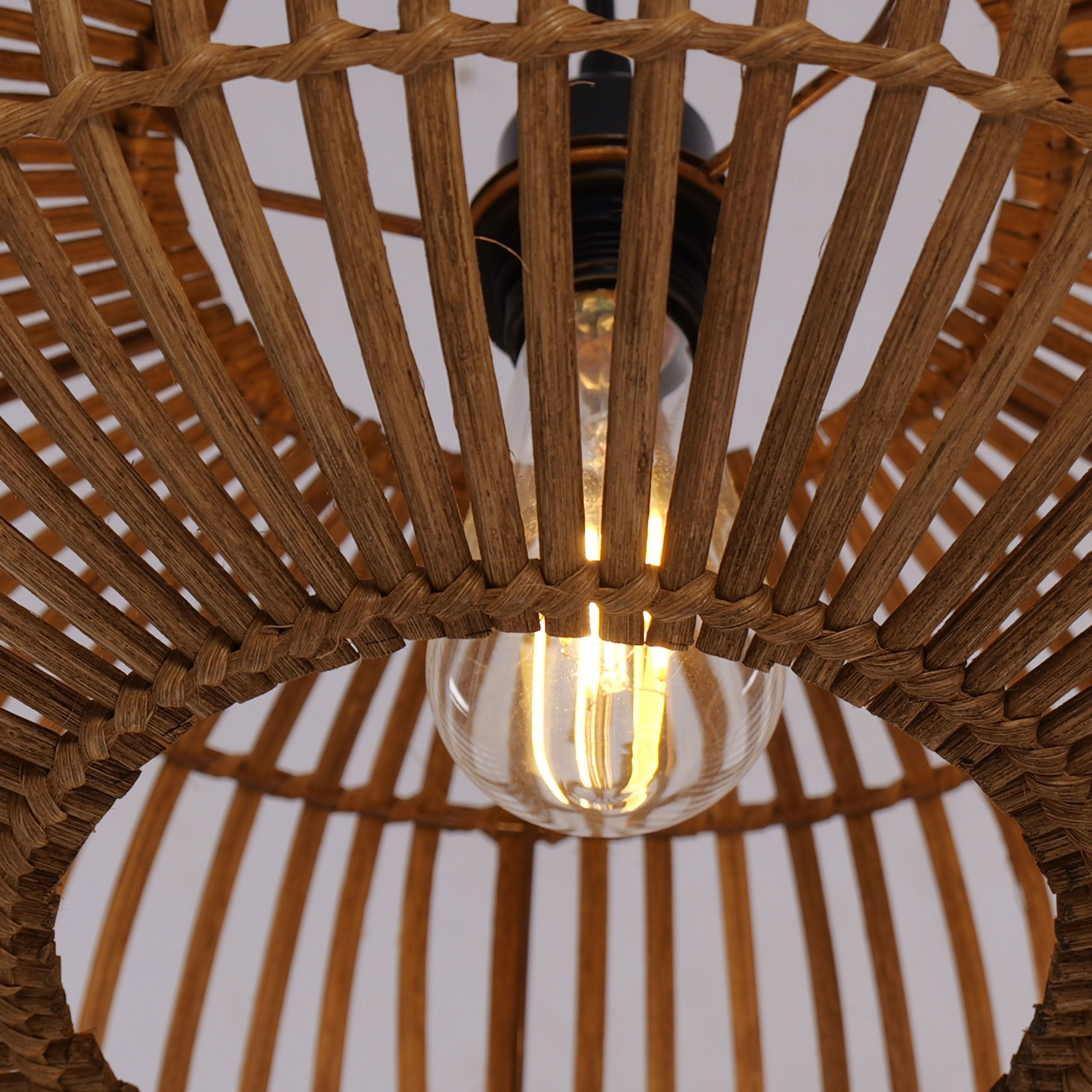 Lightsin Natural Bamboo Woven Round Pendant Light for Warm Interiors