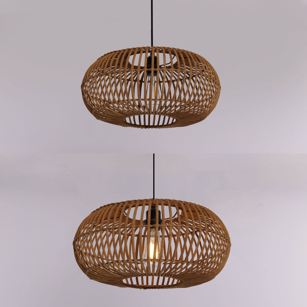 Lightsin Natural Bamboo Woven Round Pendant Light for Warm Interiors