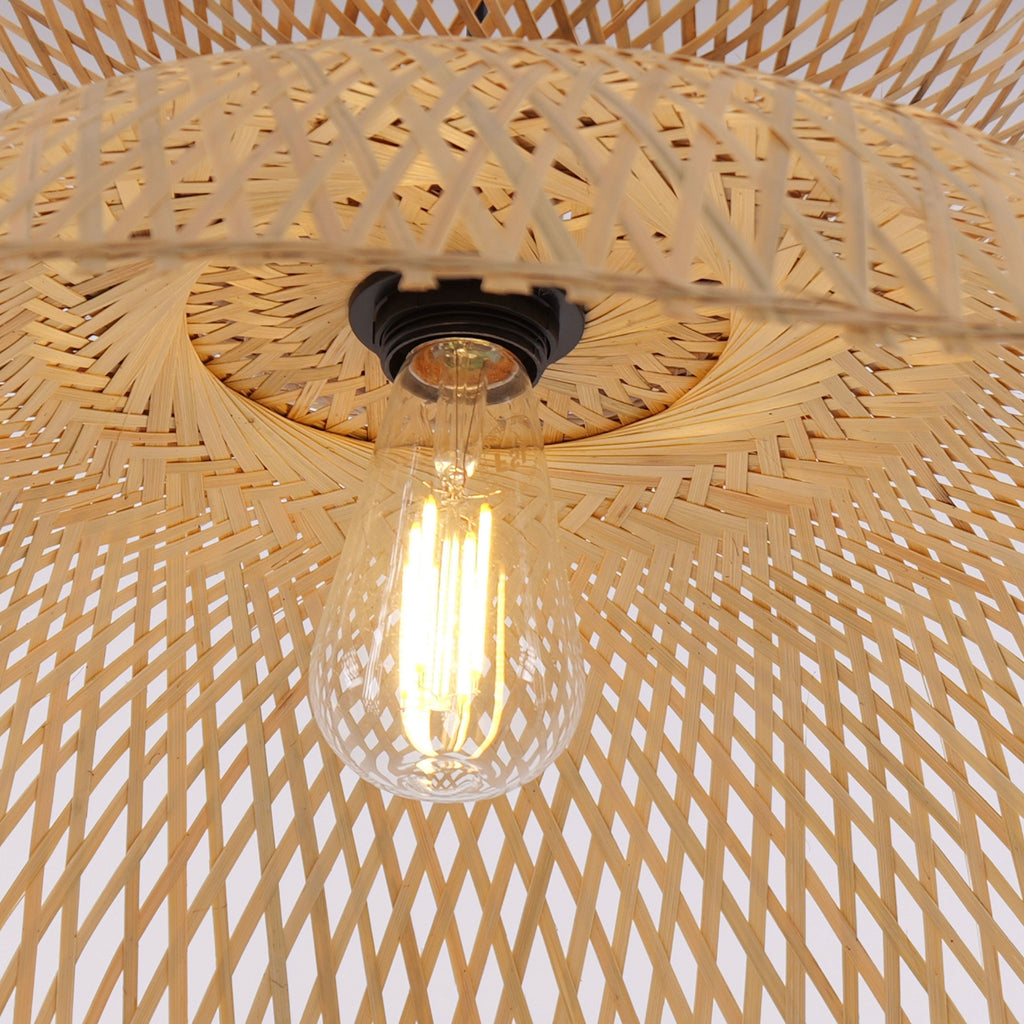 Lightsin Double-Layer Bamboo Pendant Light – Natural Ceiling Pendant Light for Living Room, Dining Area, and Boho Interiors