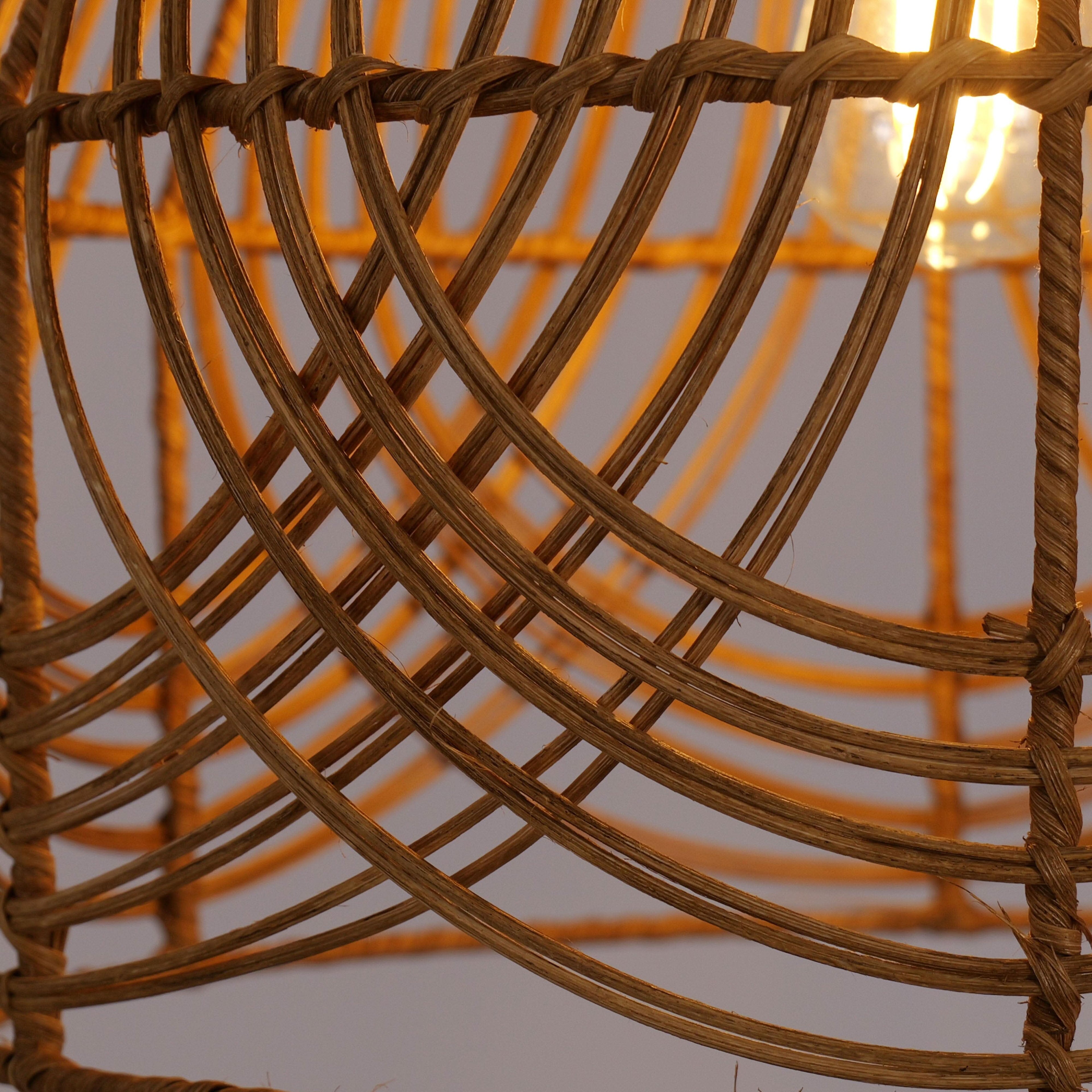 Lightsin Handwoven Rattan Pendant Light – Rustic Ceiling Lighting for Living Room & Dining Room