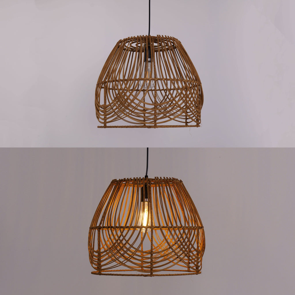 Lightsin Handwoven Rattan Pendant Light – Rustic Ceiling Lighting for Living Room & Dining Room