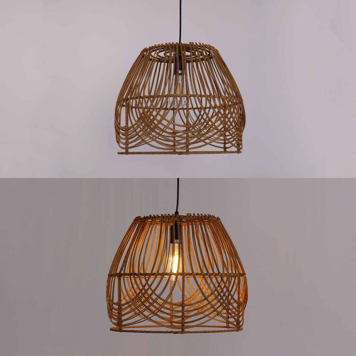 Lightsin Handwoven Rattan Pendant Light – Rustic Ceiling Lighting for Living Room & Dining Room