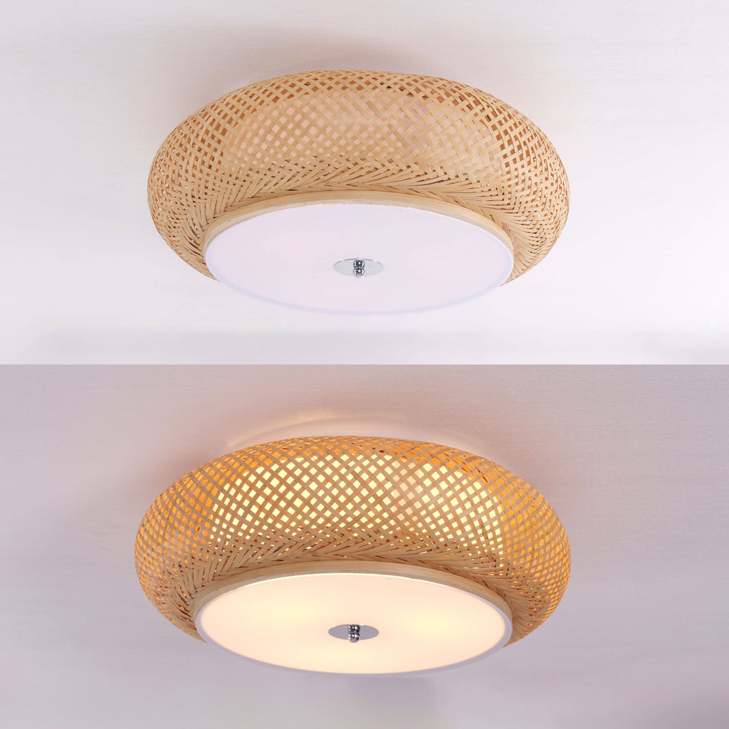 Lightsin Lutta-Handwoven Bamboo Ceiling Light – Zen-Style LED Fixture for Living Room, Bedroom & Dining Room