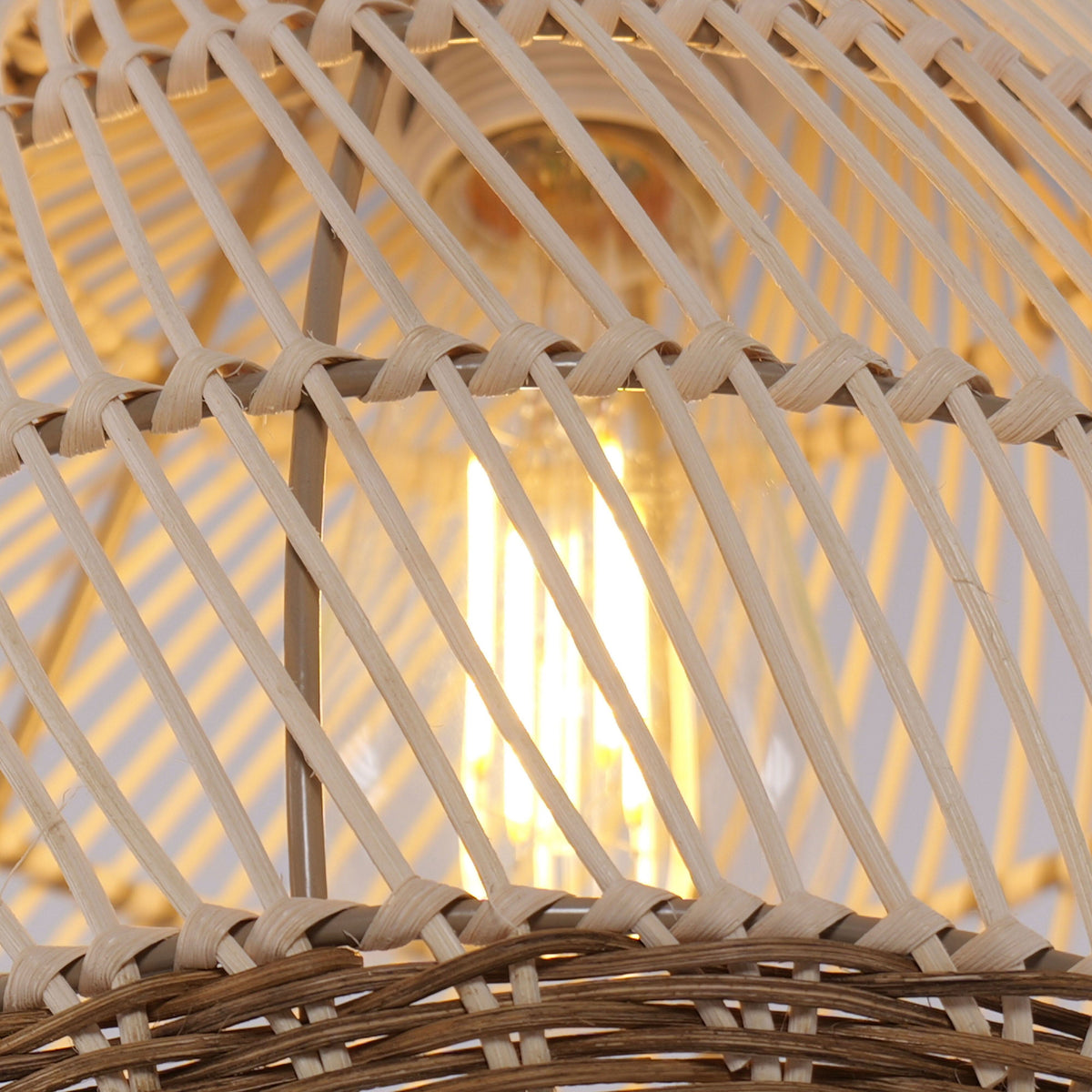 Lightsin Handwoven Boho Teardrop Design Rattan Iron Pendant Light