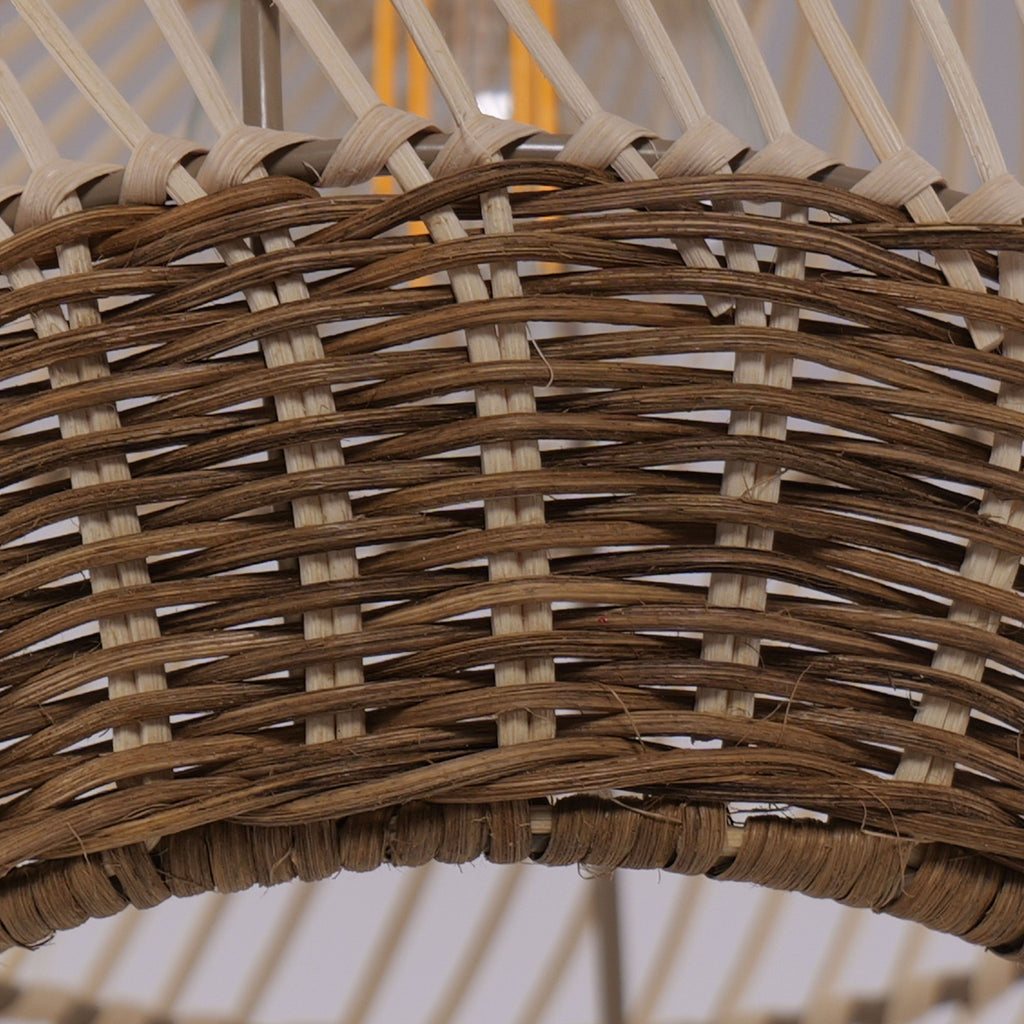 Lightsin Handwoven Boho Teardrop Design Rattan Iron Pendant Light