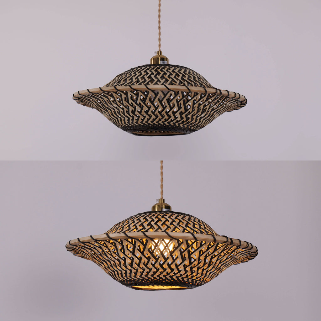 Lightsin Elegant Black & Natural Design Bamboo Pendant Light