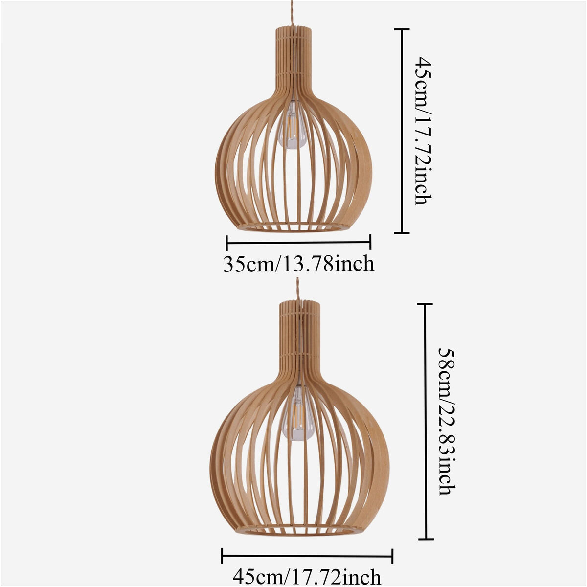 Lightsin Shadome-Scandinavian LED Wooden Birdcage Pendant Light
