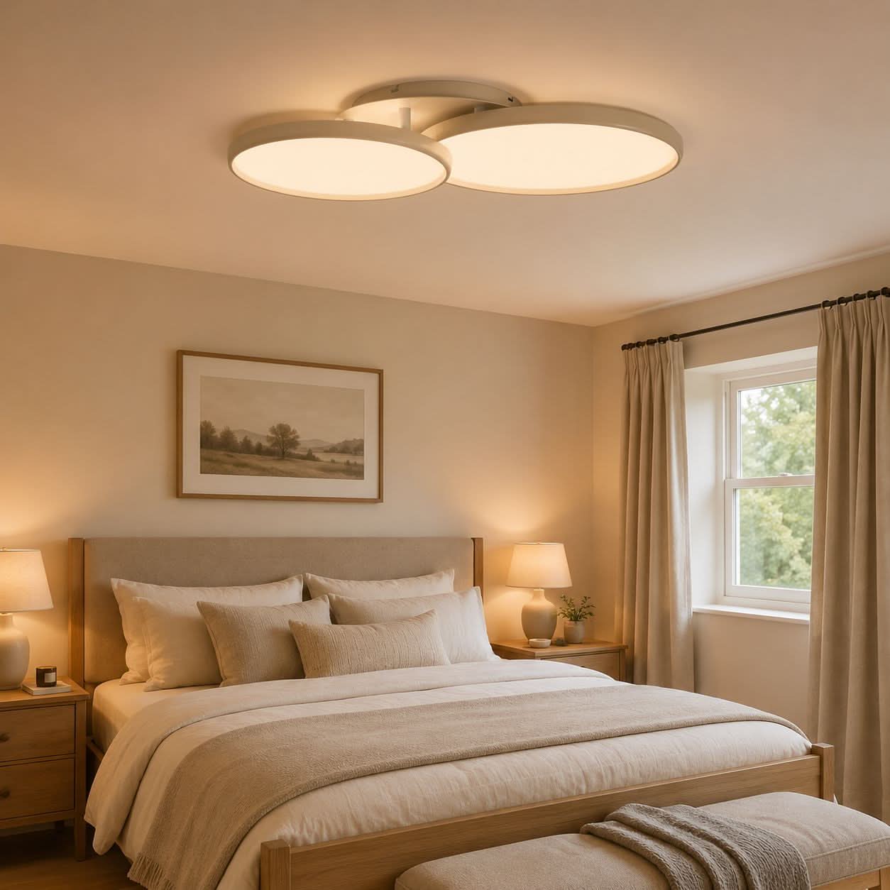 Lightsin Full Spectrum Dimmable Ivory White Aluminum Round LED Ceiling Light