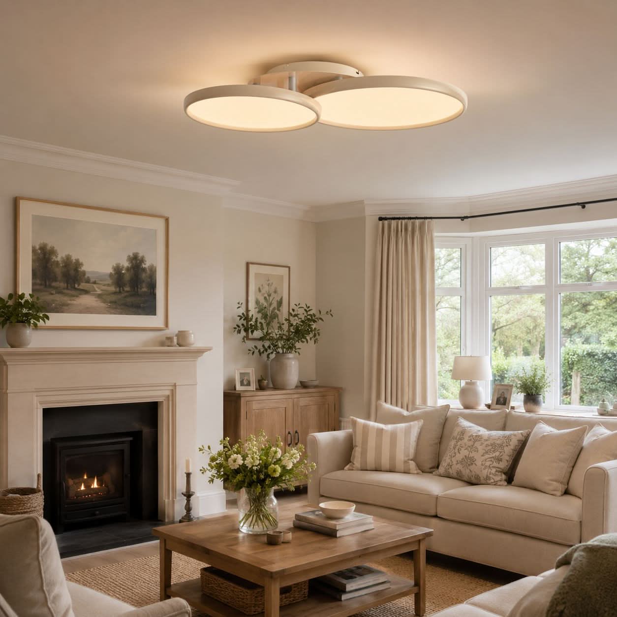 Lightsin Full Spectrum Dimmable Ivory White Aluminum Round LED Ceiling Light