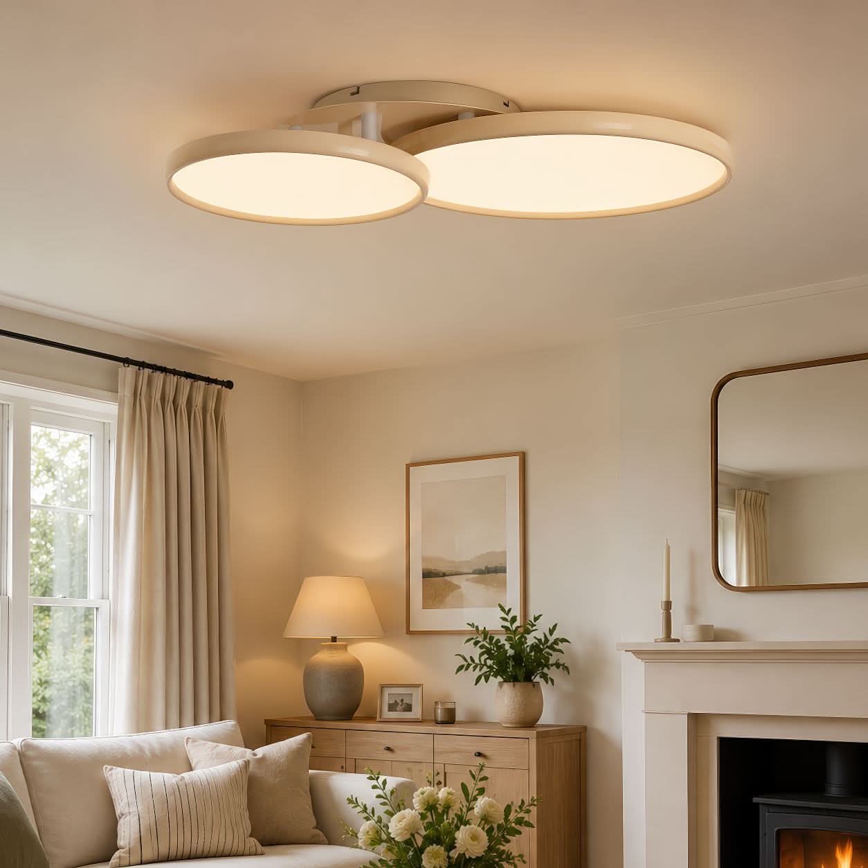 Lightsin Full Spectrum Dimmable Ivory White Aluminum Round LED Ceiling Light