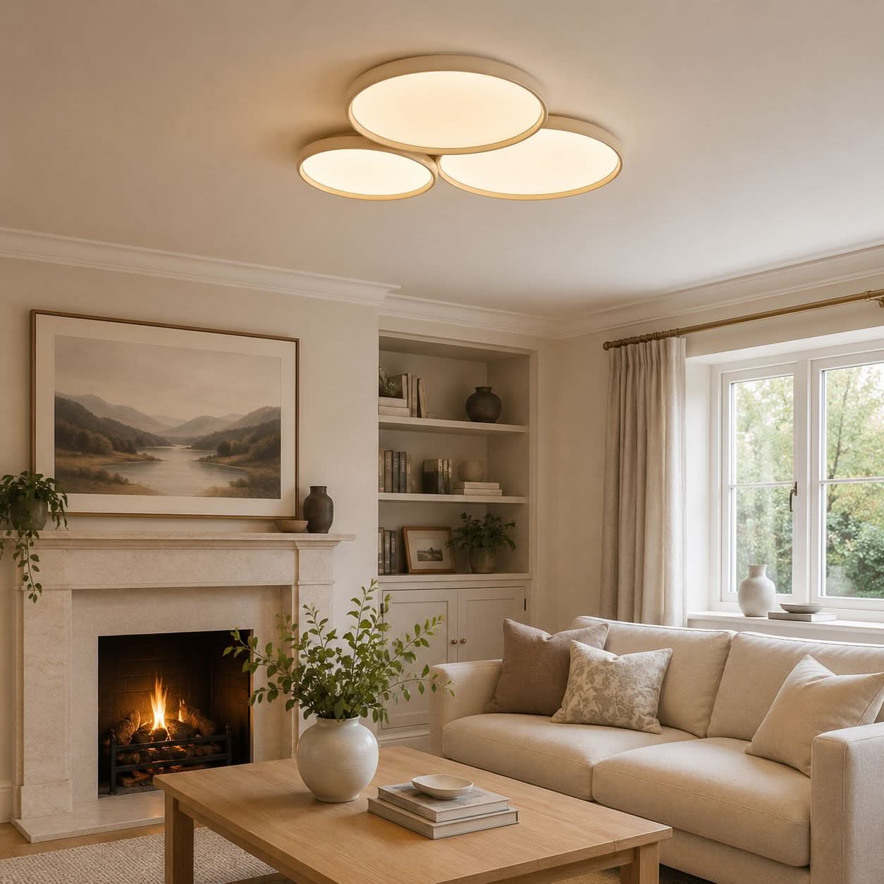 Lightsin Full Spectrum Dimmable Ivory White Aluminum Round LED Ceiling Light