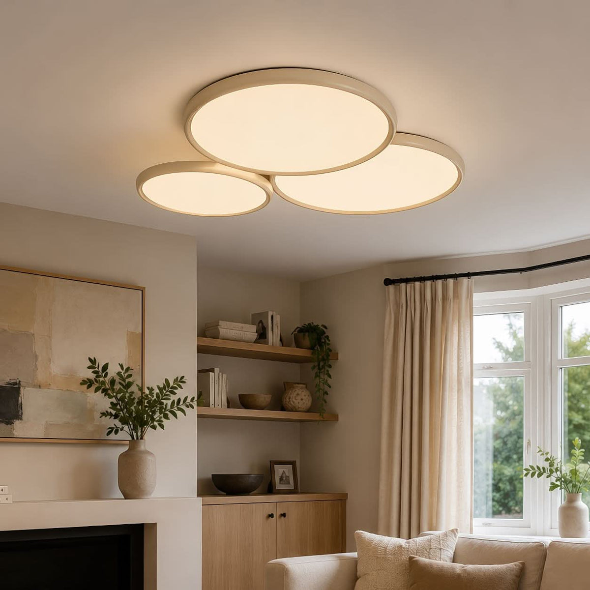 Lightsin Full Spectrum Dimmable Ivory White Aluminum Round LED Ceiling Light