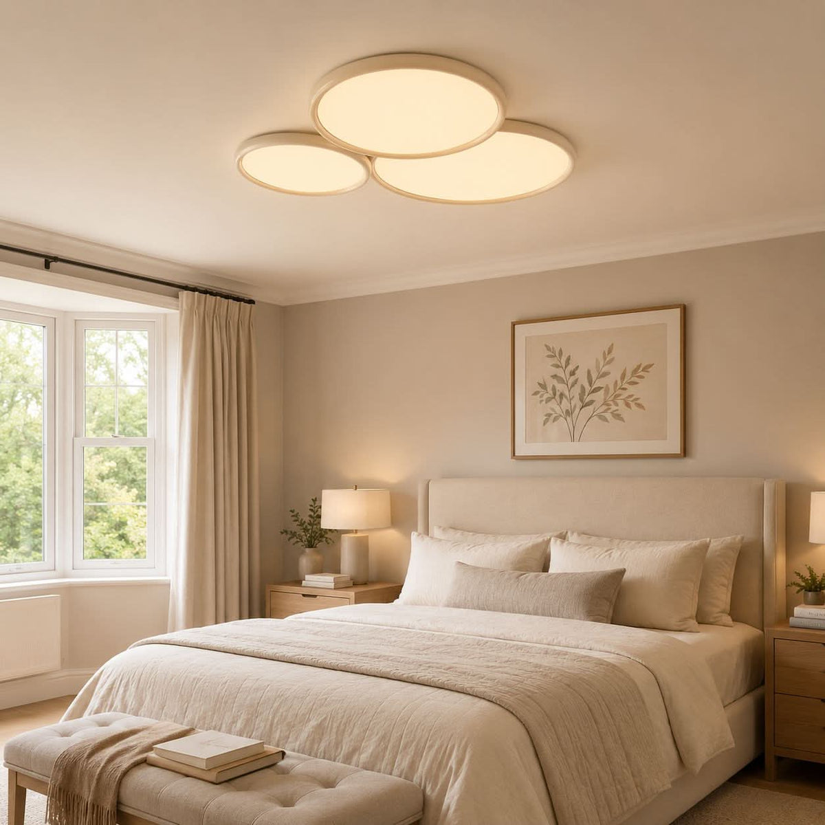 Lightsin Full Spectrum Dimmable Ivory White Aluminum Round LED Ceiling Light