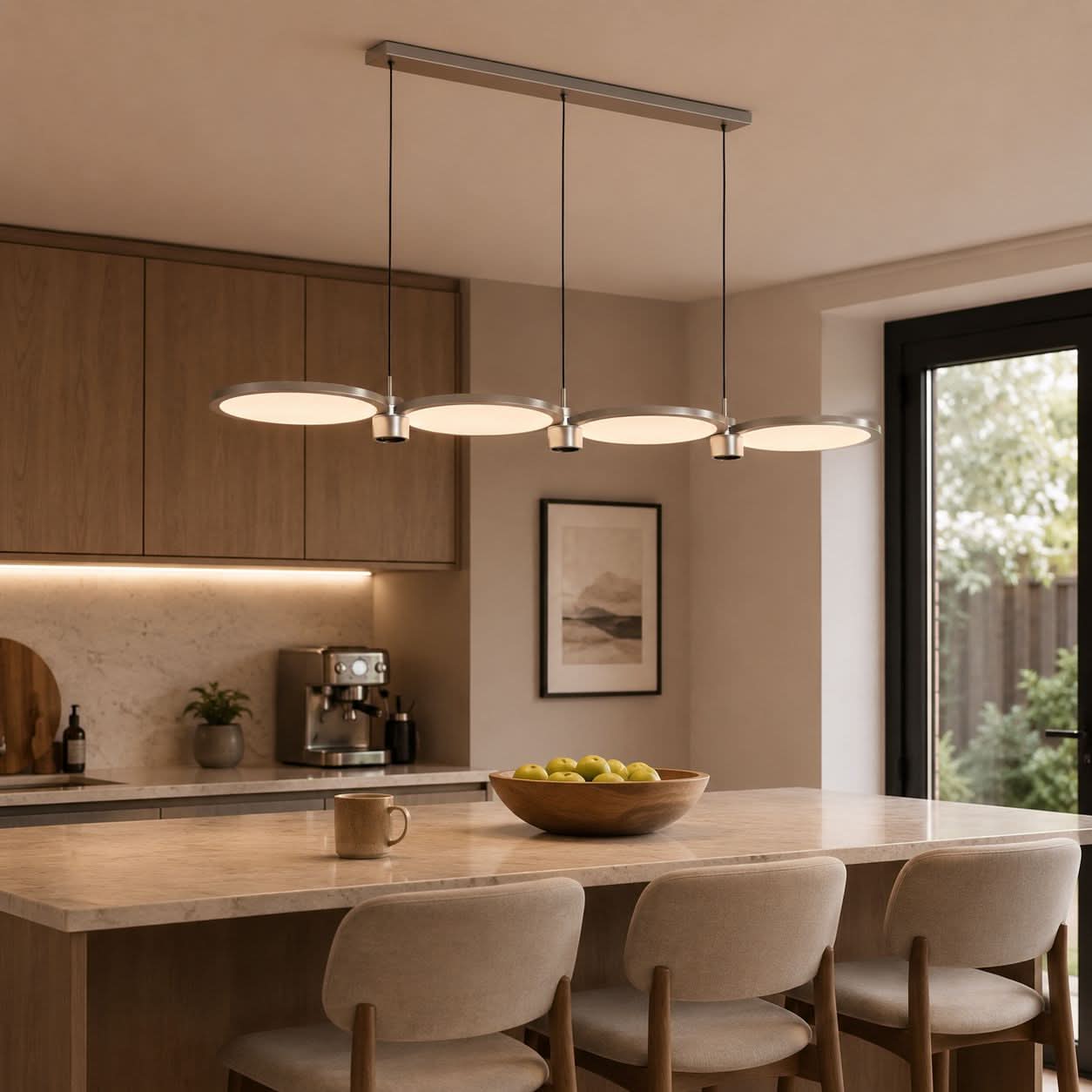 Lightsin Sleek Silver Linear Pendant Light with Acrylic Shades