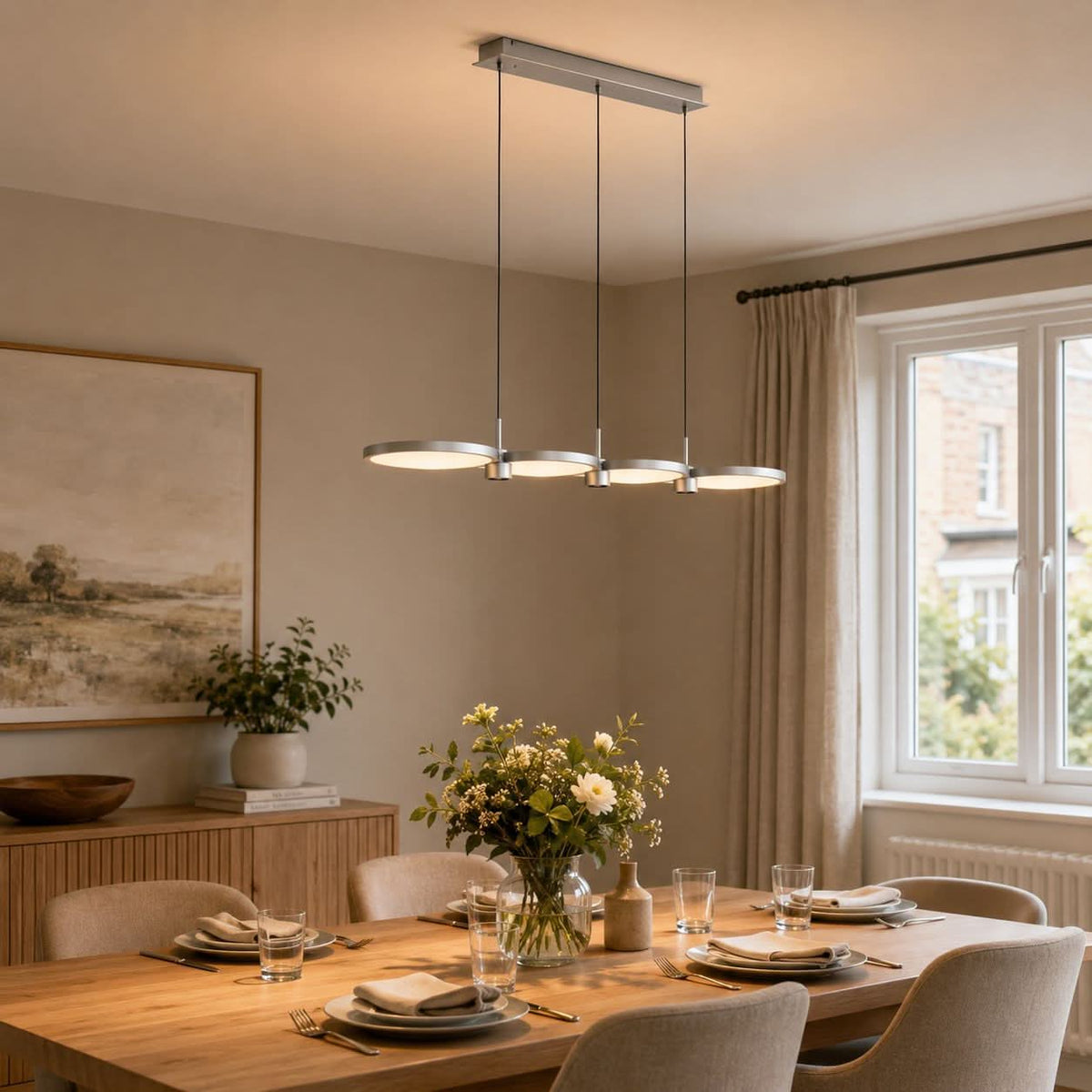 Lightsin Sleek Silver Linear Pendant Light with Acrylic Shades
