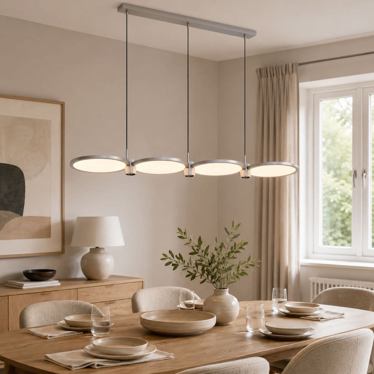 Lightsin Sleek Silver Linear Pendant Light with Acrylic Shades