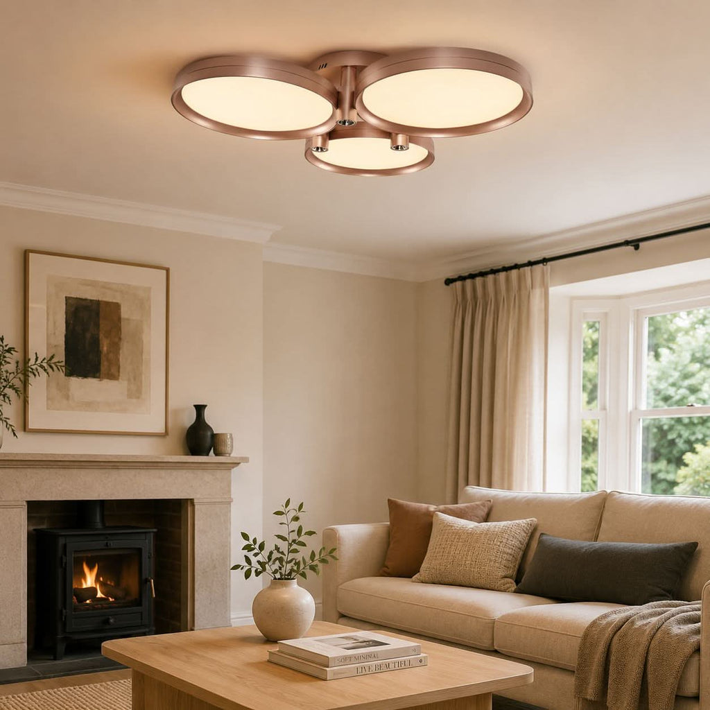 Lightsin Modern Three-Disk Silver/Gold Full Spectrum Ceiling Light