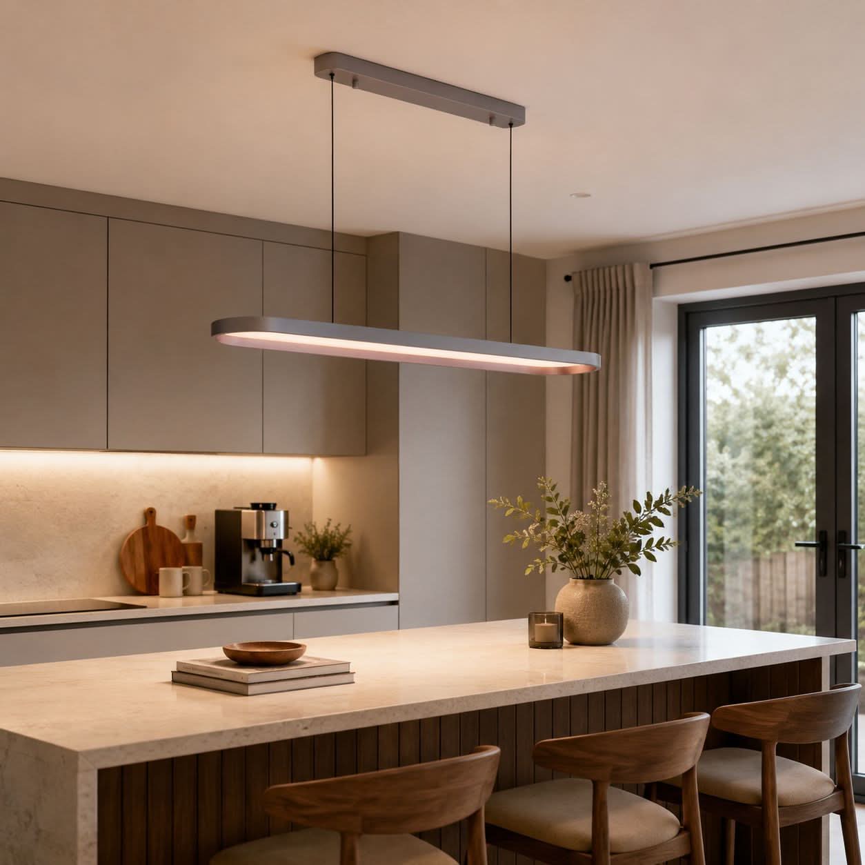 Lightsin Contemporary Gray-Brown Elliptical Dimmable Pendant Light