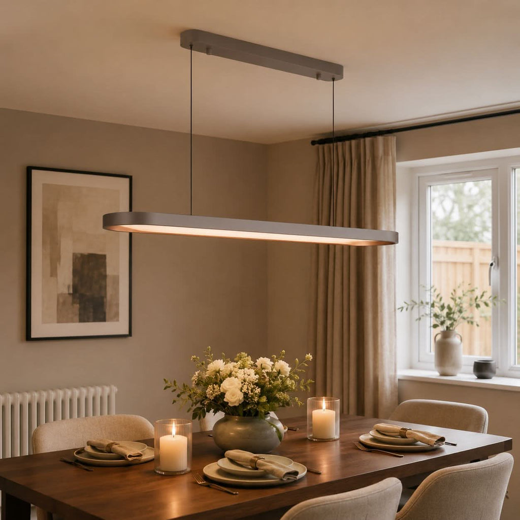 Lightsin Contemporary Gray-Brown Elliptical Dimmable Pendant Light