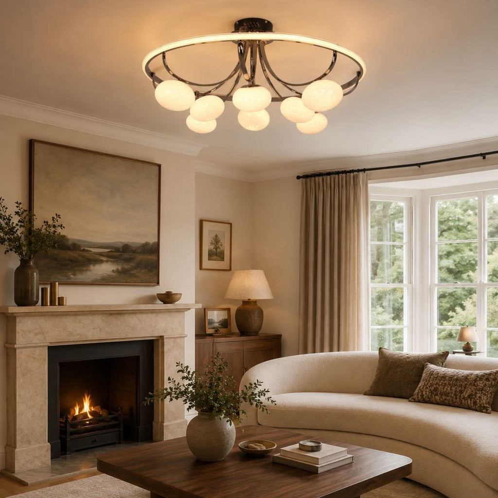 Lightsin Contemporary Iron Aluminum LED Ceiling Light with Marble Glass