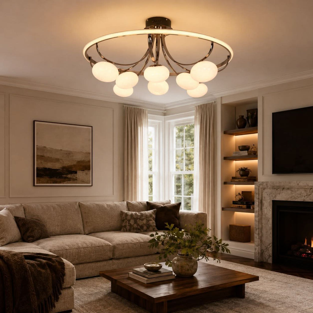 Lightsin Contemporary Iron Aluminum LED Ceiling Light with Marble Glass