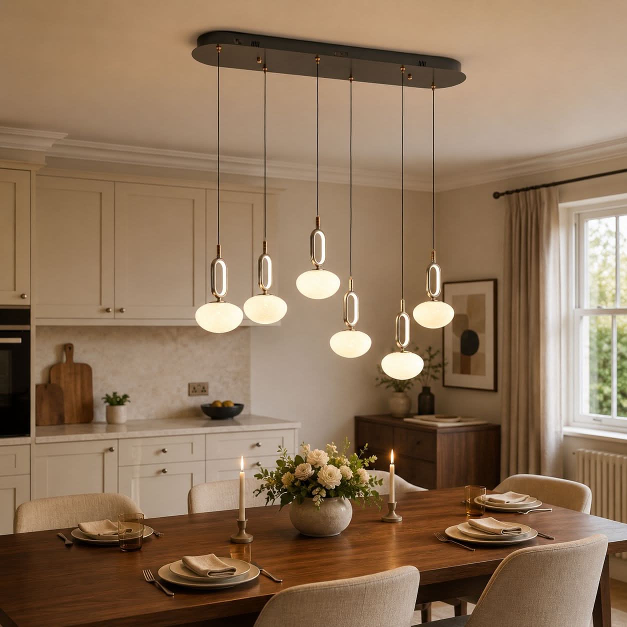 Lightsin Cloud Glass Pendant Light with Tri-Colour LED and Metal Frame