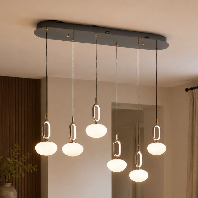 Lightsin Cloud Glass Pendant Light with Tri-Colour LED and Metal Frame