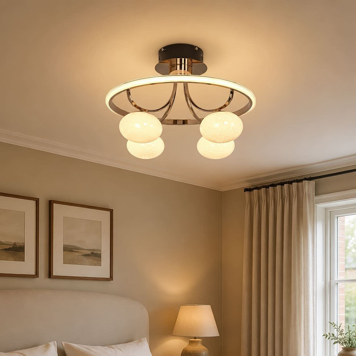Lightsin Elegant Circular Ceiling Light with Four Orbs