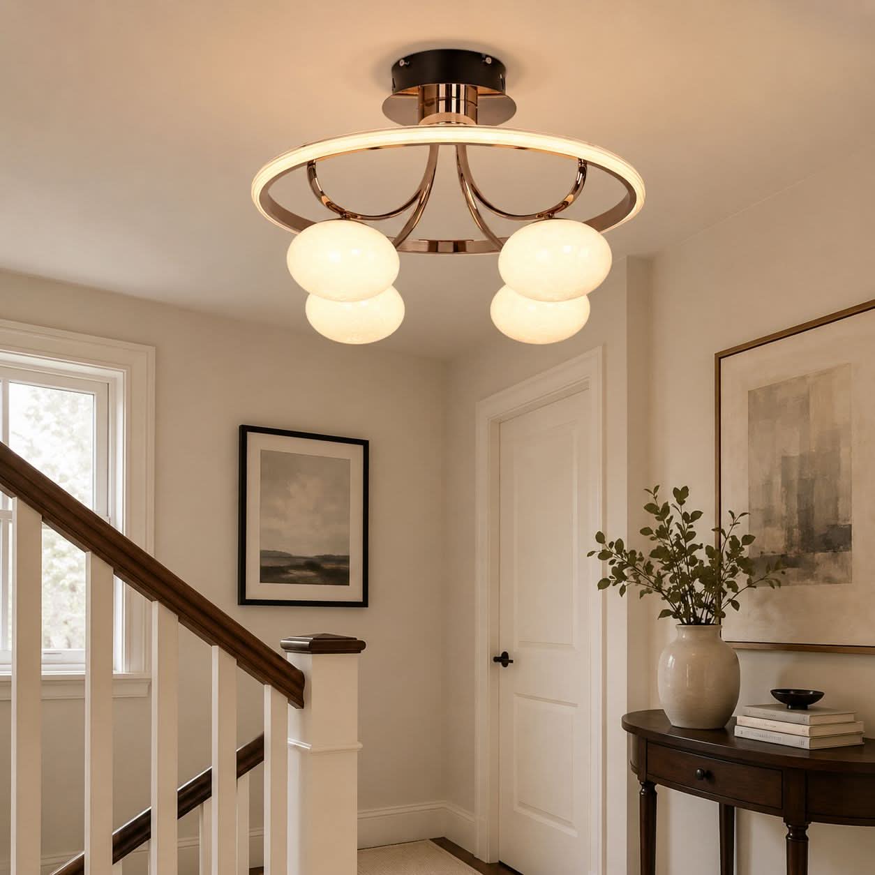 Lightsin Elegant Circular Ceiling Light with Four Orbs