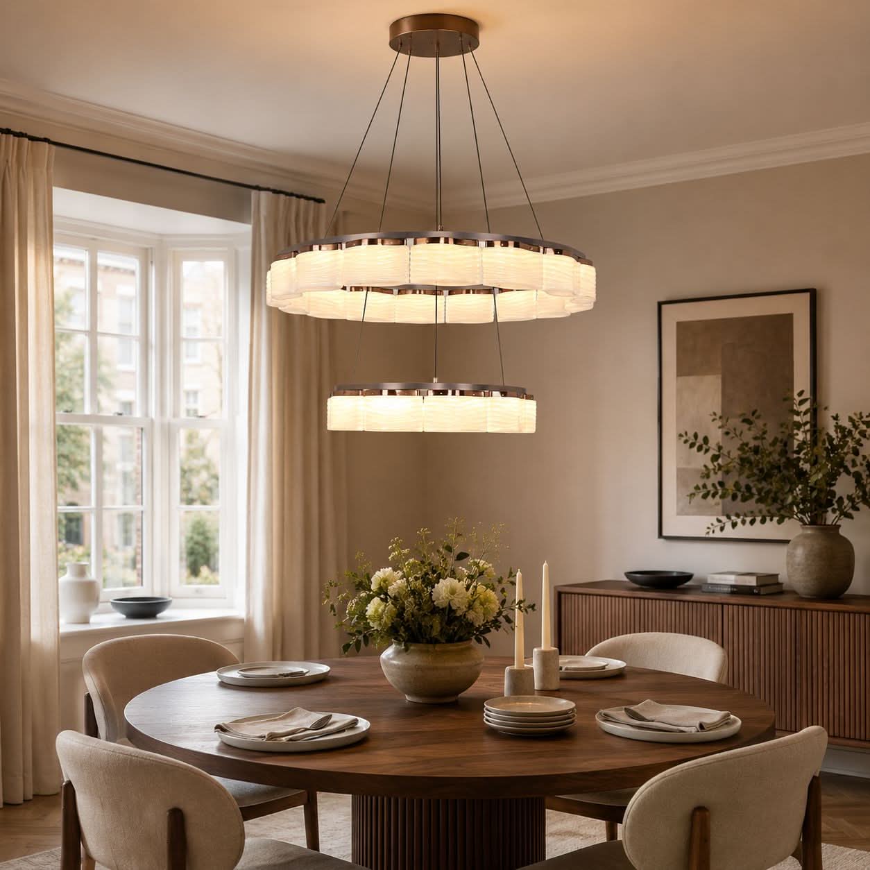 Lightsin Elegant LED Pendant Light with Onyx Glass Shade