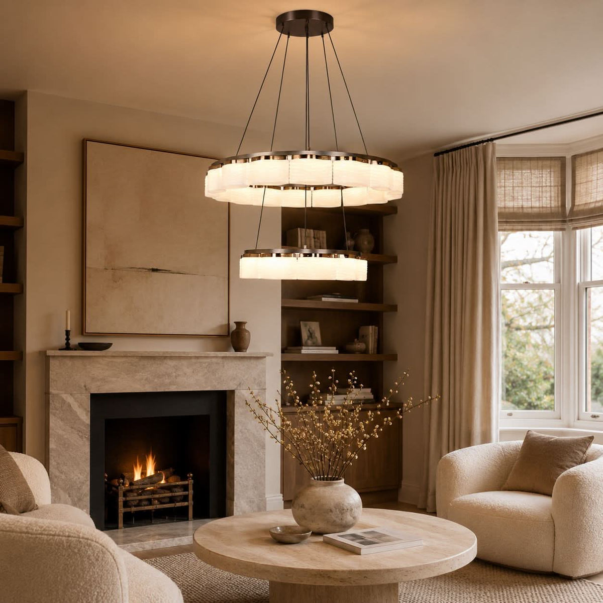 Lightsin Elegant LED Pendant Light with Onyx Glass Shade