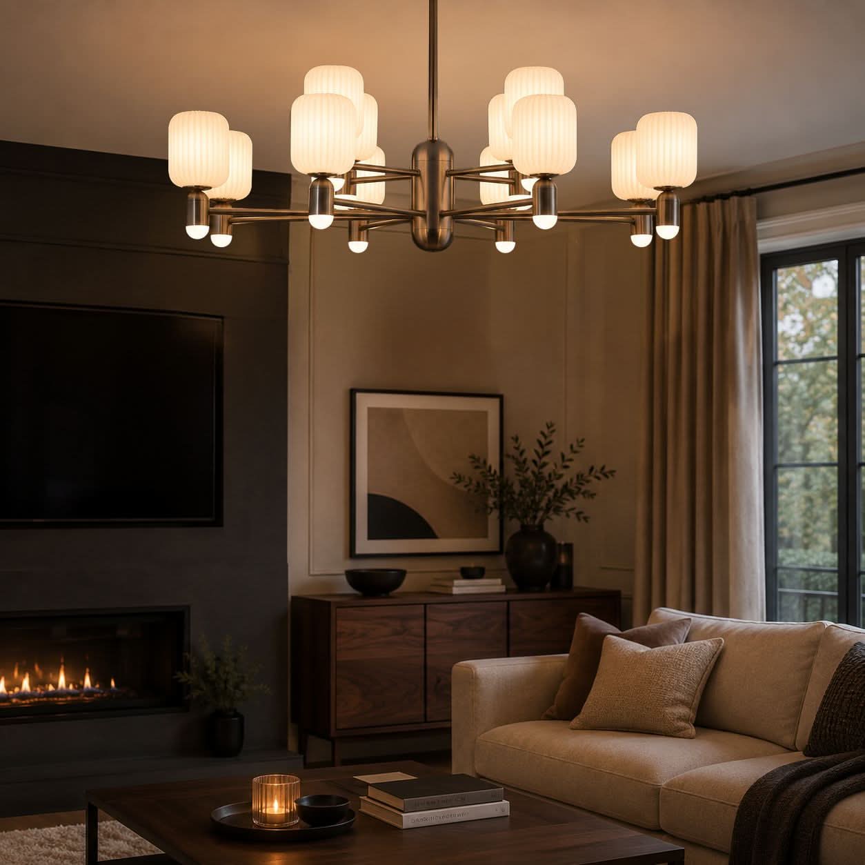 Lightsin Modern Minimalist Luxury Bronze Chandelier with Acrylic Shades