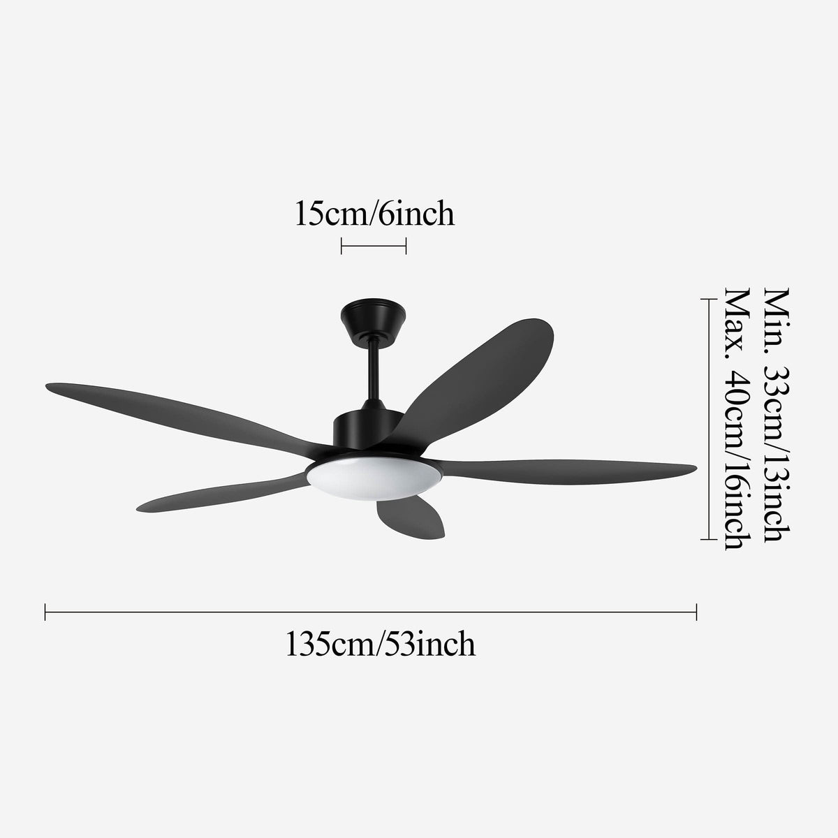 Lightsin 53-inch Modern Ceiling Fan with Light, Silent 5-Blade LED Fan with Remote