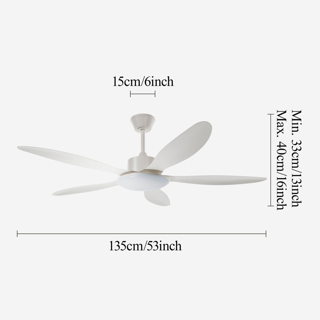 Lightsin 53-inch Modern Ceiling Fan with Light, Silent 5-Blade LED Fan with Remote