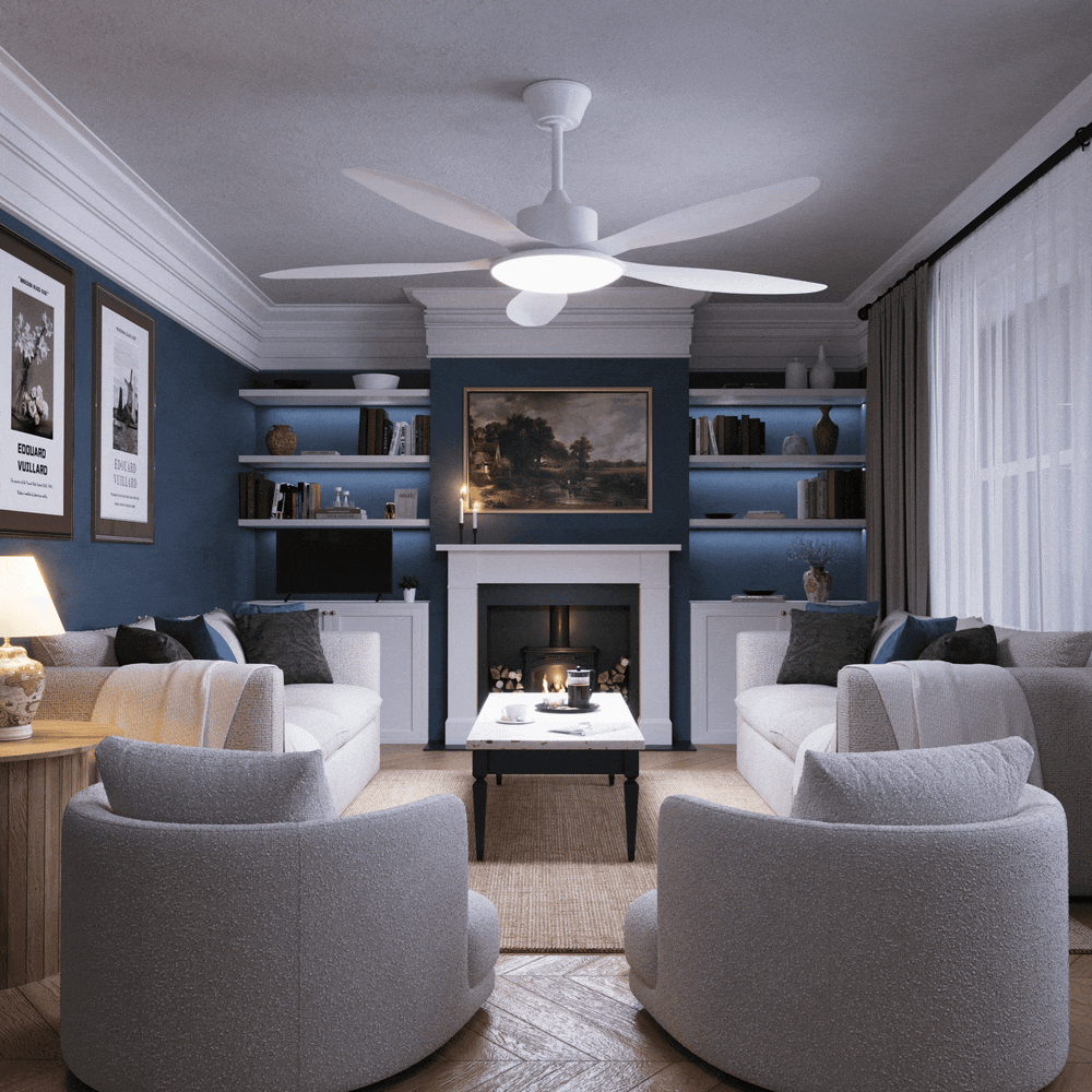 Lightsin 53-inch Modern Ceiling Fan with Light, Silent 5-Blade LED Fan with Remote