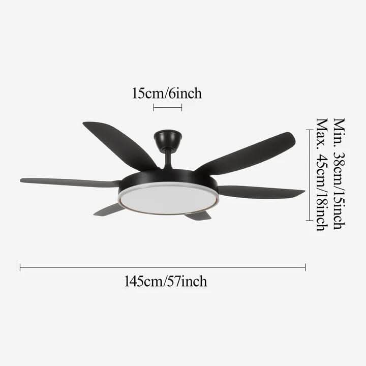 Lightsin Modern Black 57inch LED Ceiling Fan with Remote Control