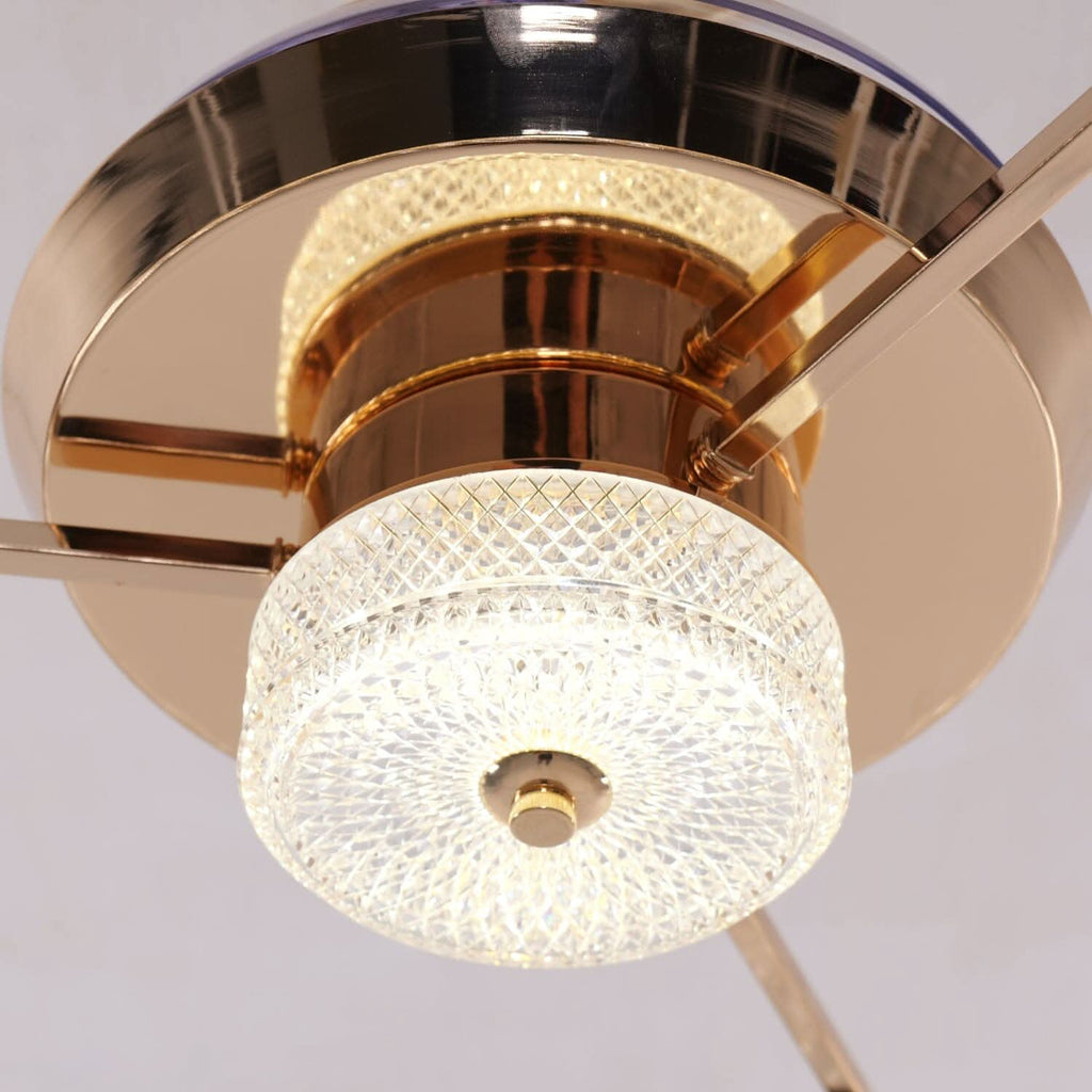 Lightsin 60cm Modern Gold Crystal Ceiling Fan with Light