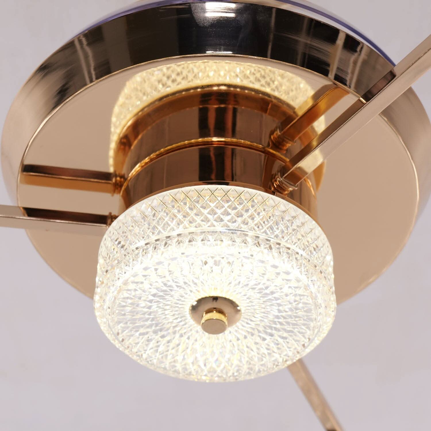 Lightsin 60cm Modern Gold Crystal Ceiling Fan with Light