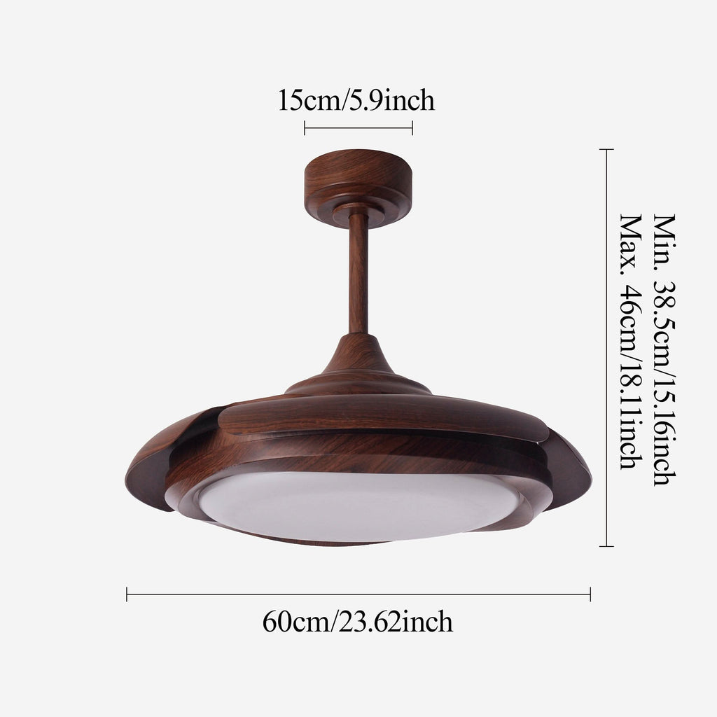 Lightsin Walnut Effect LED Ceiling Fan Light with Remote for Living Room & Bedroom