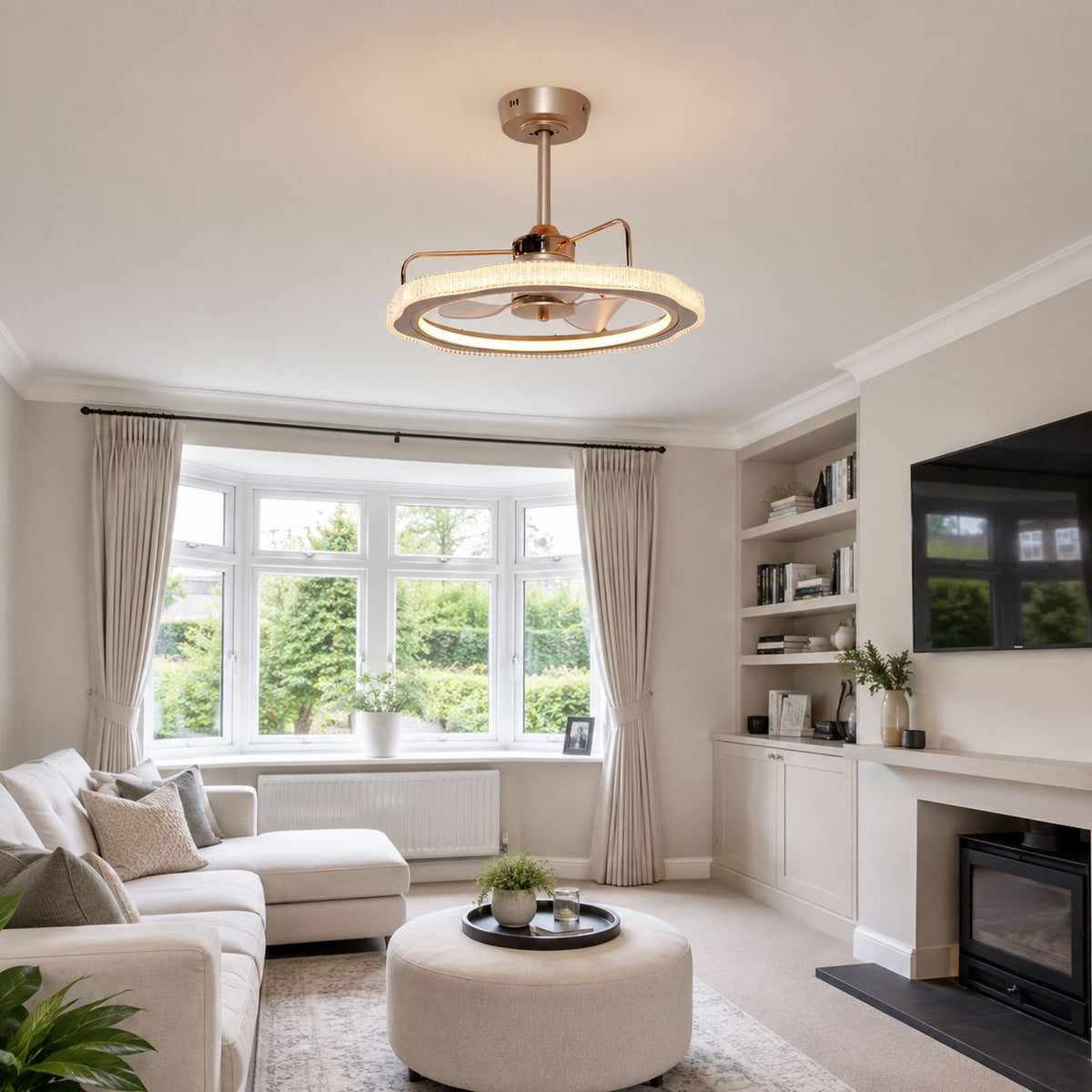 Lightsin Modern Reversible 3-Blades Metal Ceiling Fan with LED Light
