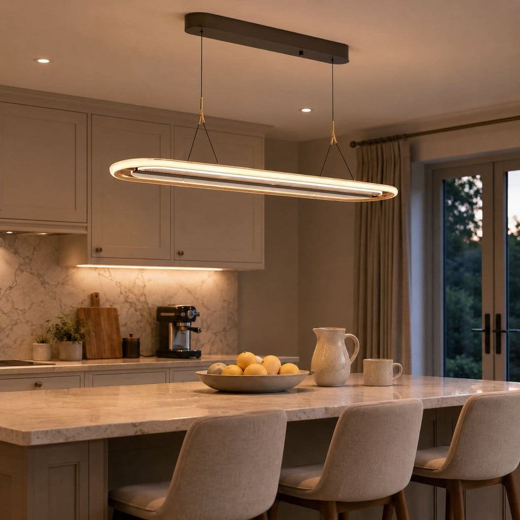 Lightsin Modern Oval Halo Pendant Light with Adjustable LED for Living Spaces