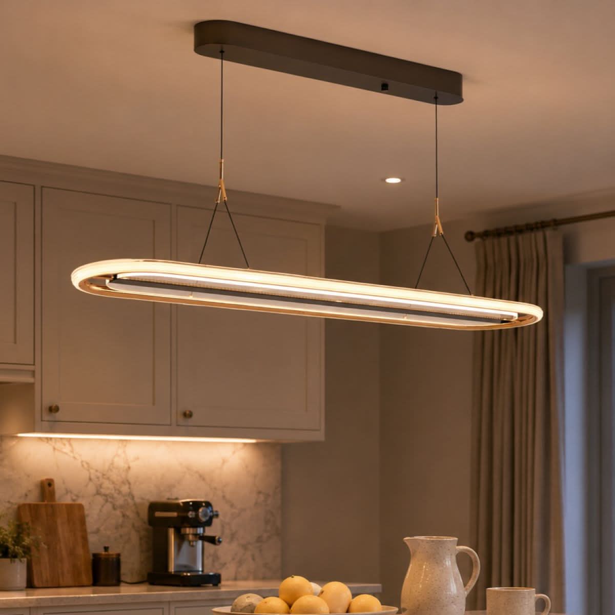 Lightsin Modern Oval Halo Pendant Light with Adjustable LED for Living Spaces