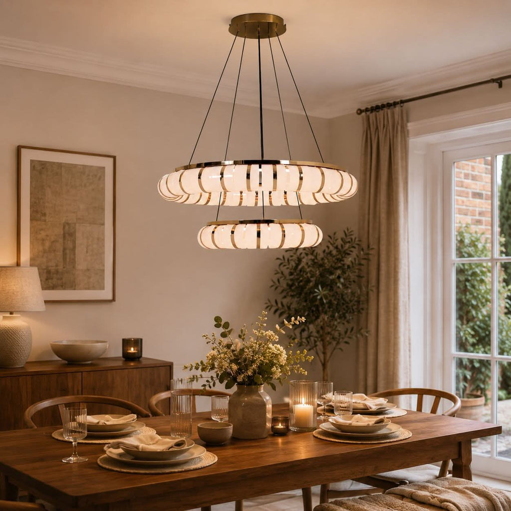 Lightsin Dual-Ring Modern LED Pendant Light with Adjustable Suspension