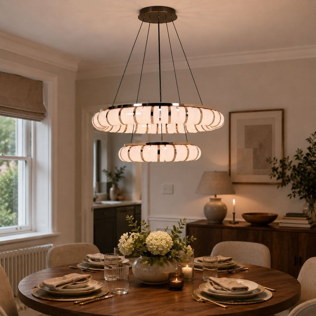 Lightsin Dual-Ring Modern LED Pendant Light with Adjustable Suspension