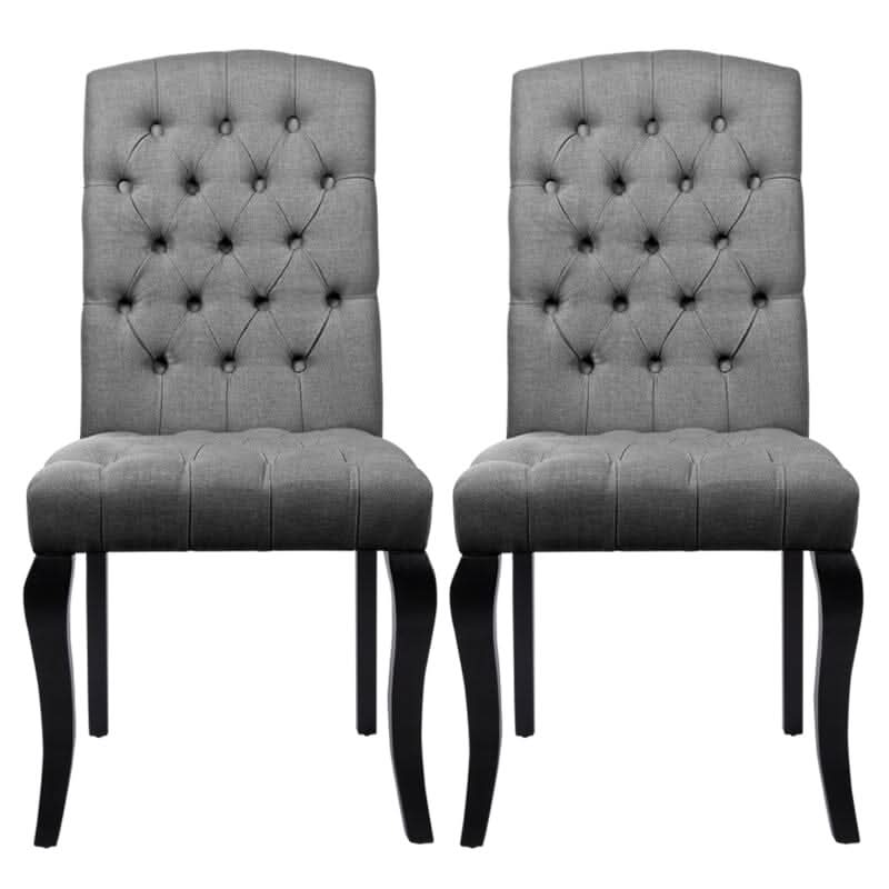 107cm Height Set of 2 Comfortable Linen Buttoned Dining Chairs