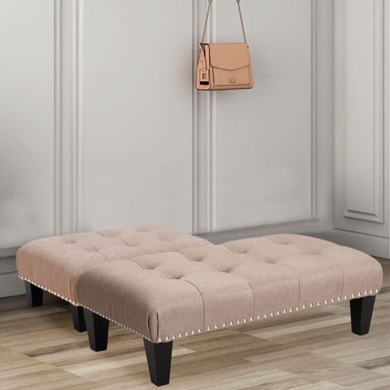 Linen Buttoned Rocking Chair & Footstool Set