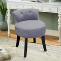 Velvet Upholstered Vanity Stool with Button-Tufted Backrest