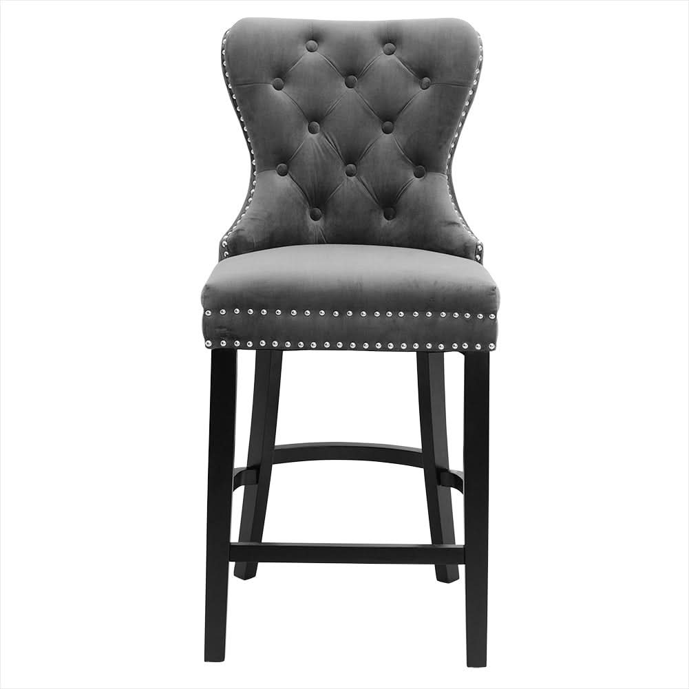 Dining Bar Chairs Wooden Velvet Buttoned Bar Stool
